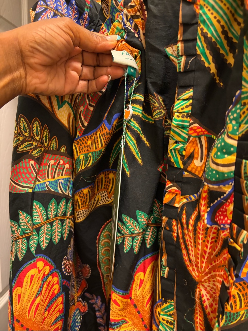 FARM Rio Black Tropical Leaf Backless Maxi Dress - Picture 2 of 4